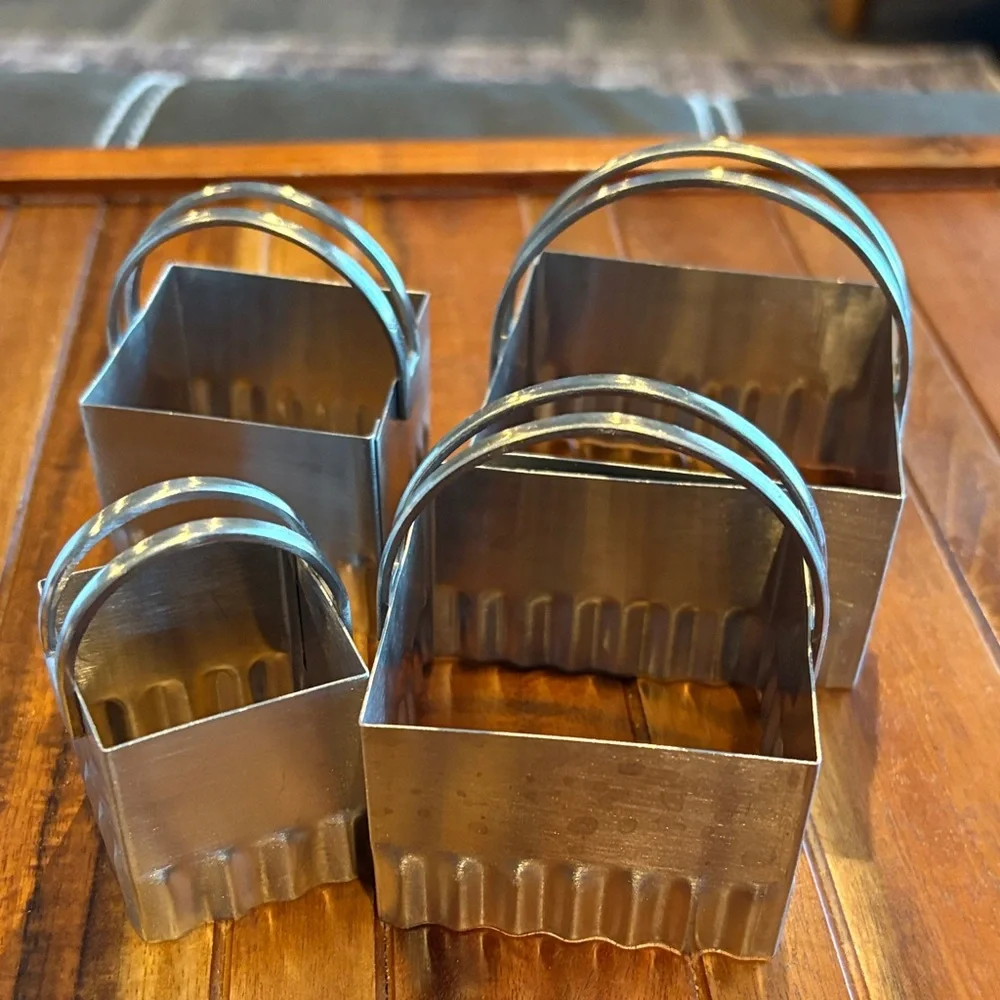 RSVP Stainless Steel Square Rippled Cutters Set of 4 NIB